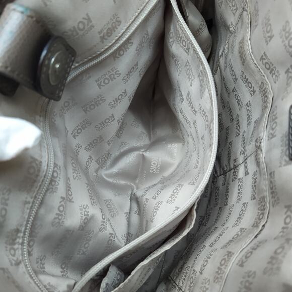 Michael Kors Gray Pebbled Leather Double Handle Tote Bag - Picture 15 of 16